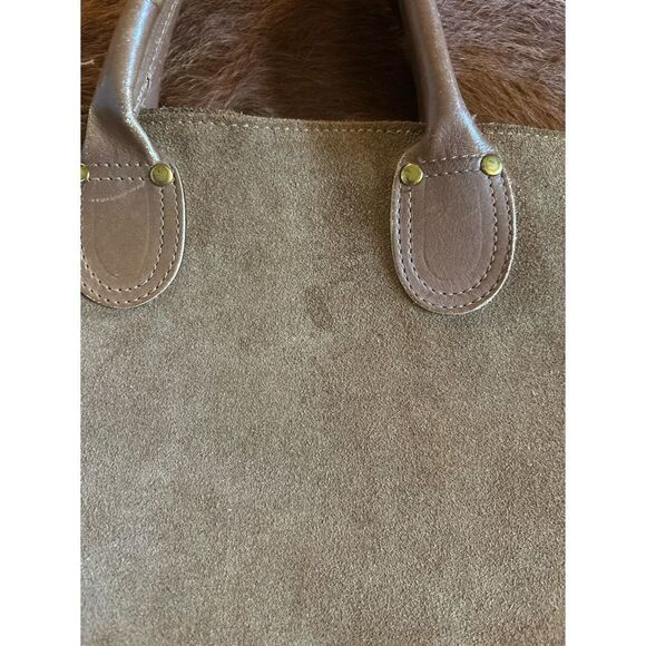 Rare 1980's "BROOKSTONE"
SUEDE LEATHER TOTE in Cognac - Picture 9 of 13